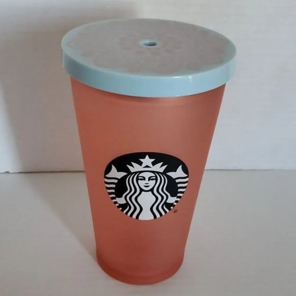 16 Oz Starbucks Coffee Travel Tumbler 2019 Summer Grande Red FROSTED Cold Cup